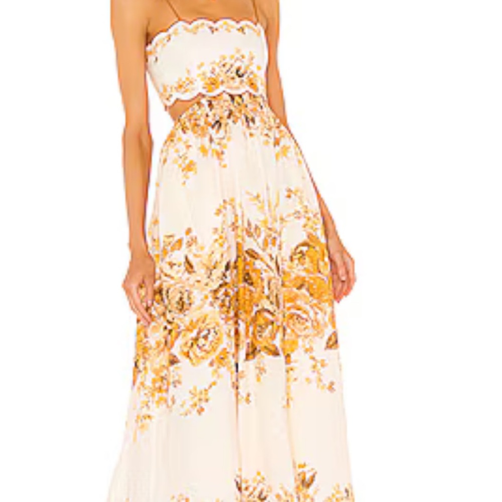 Zimmermann White and Orange Strapless Sundress